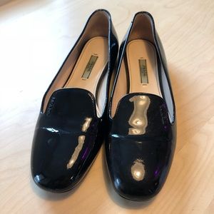 Prada black logo smoking slipper loafer flats